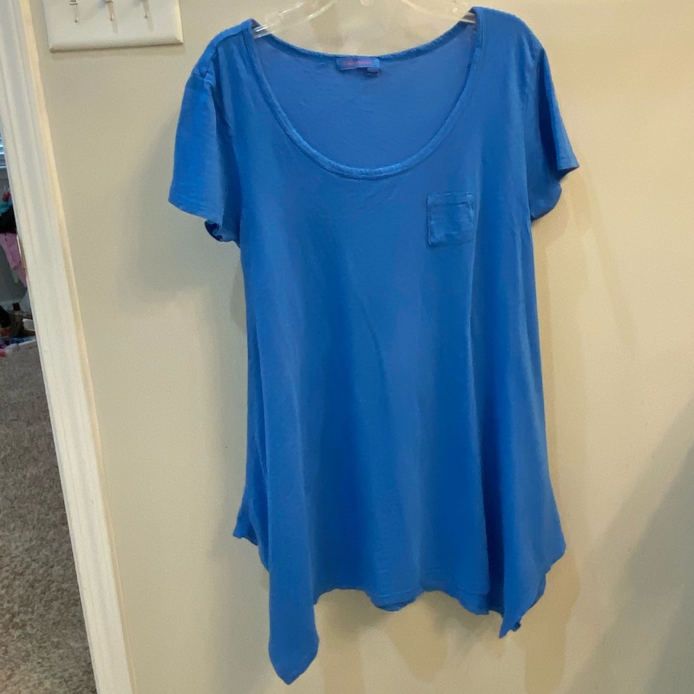 Fresh Produce Blue Cotton Slub Asymmetric Tunic Tee S